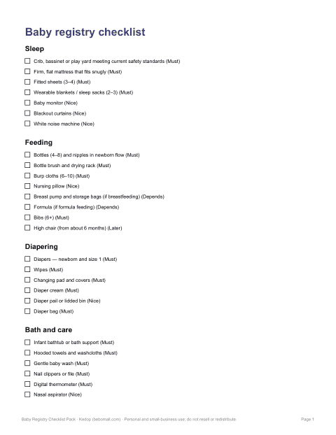 Preview of the first page of Registry checklist (PDF/DOCX)